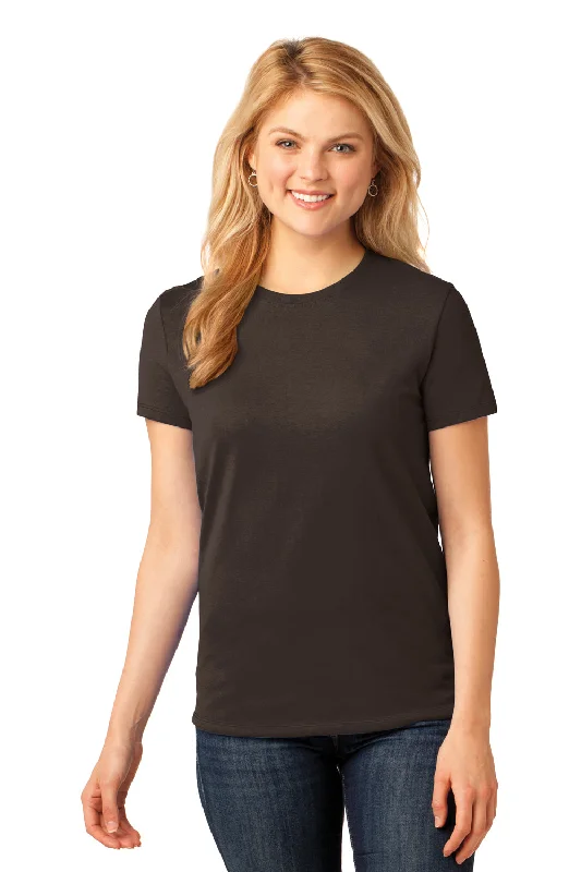 Port & Company Womens Core Short Sleeve Crewneck T-Shirt - Dark Chocolate Brown - Closeout