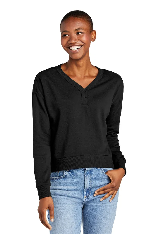 District Womens Perfect Tri Fleece V-Neck Sweatshirt - Black