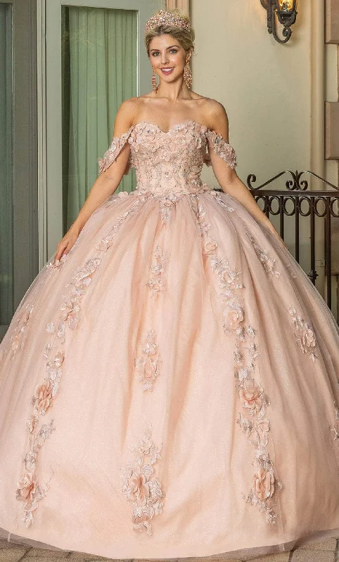 Dancing Queen 1687 - Draped Sleeve Floral Ballgown