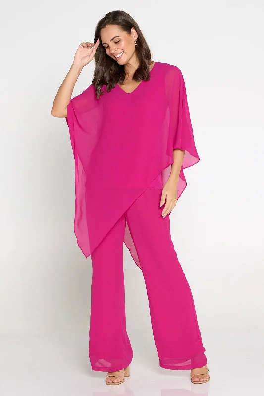 Rendezvous Chiffon Pants - Hot Pink