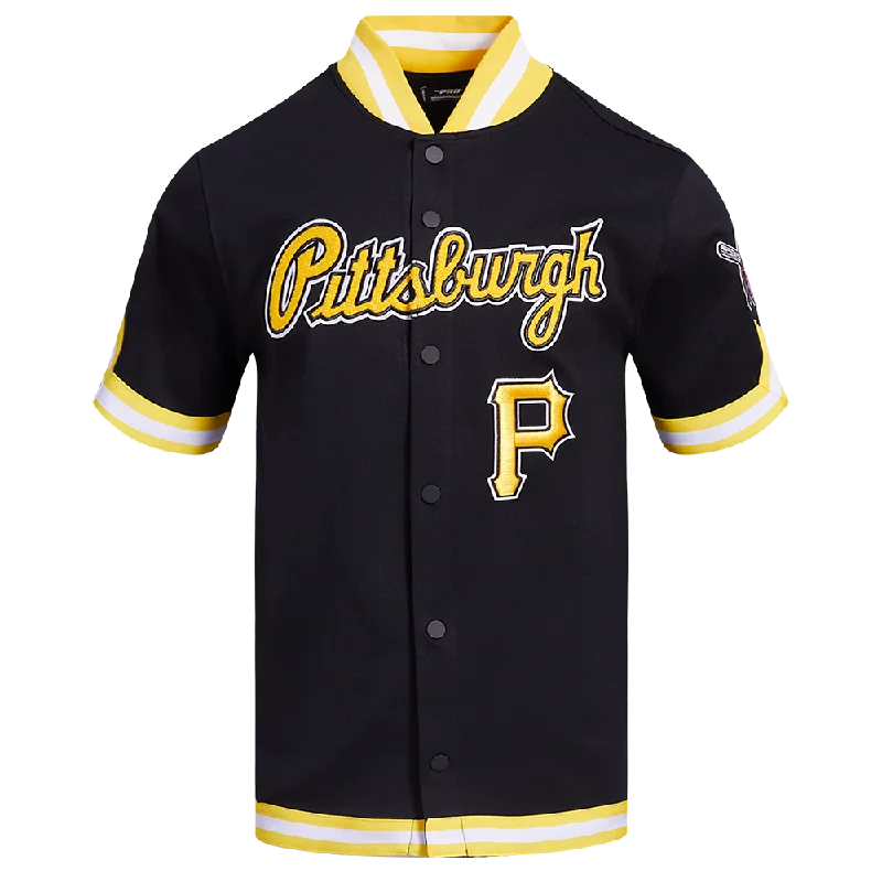 MLB PITTSBURGH PIRATES CLASSIC MEN'S WARM UP JACKET (BLACK/YELLOW)