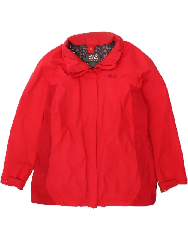 JACK WOLFSKIN Womens Rain Jacket UK 18 XL Red Colourblock Polyester