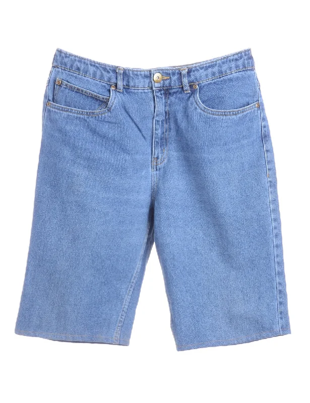 Label Denim Shorts