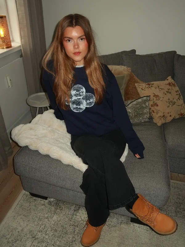 DISCO KUGLE (hvid) SWEATSHIRT  - NAVY