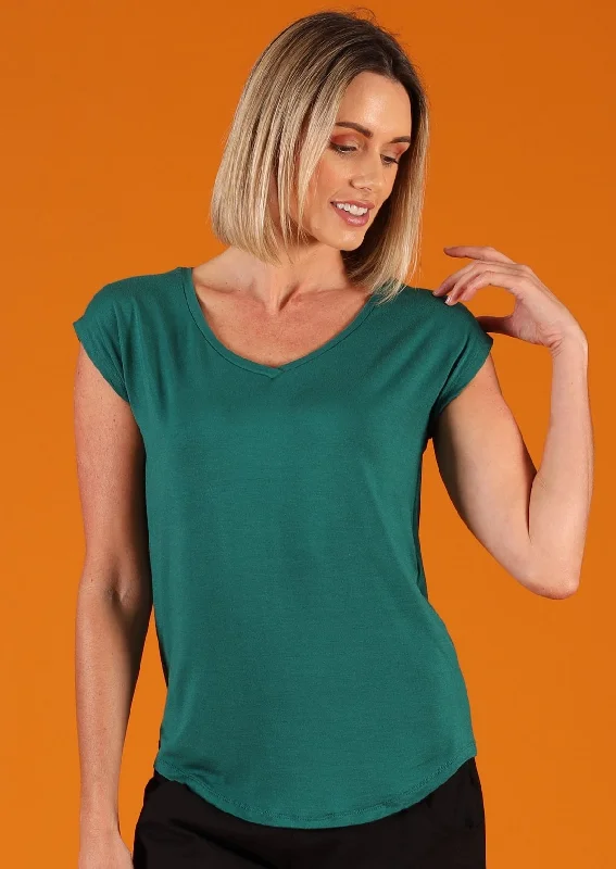 Simple Top V-neck Jade Green