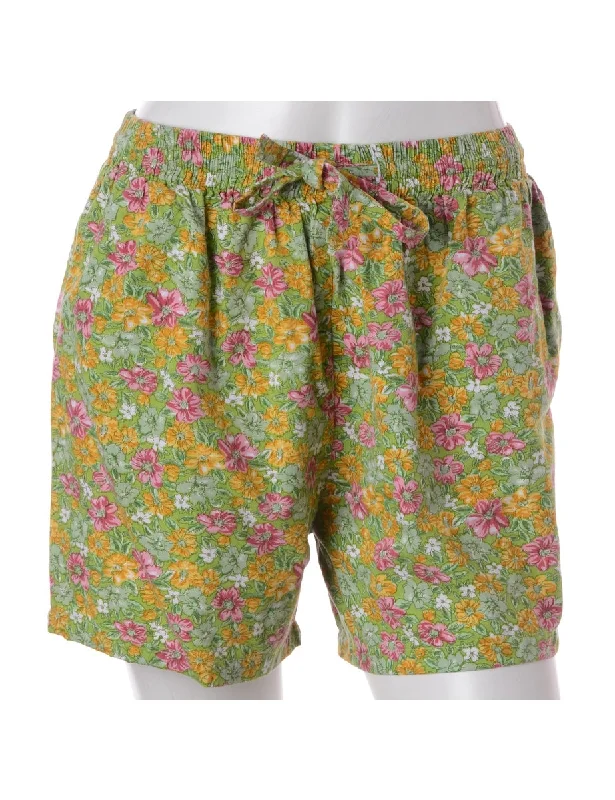 Label Floral Print Summer Shorts