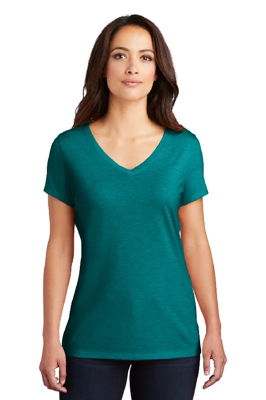 District Womens Perfect Tri Short Sleeve V-Neck T-Shirt - Heather Teal Blue