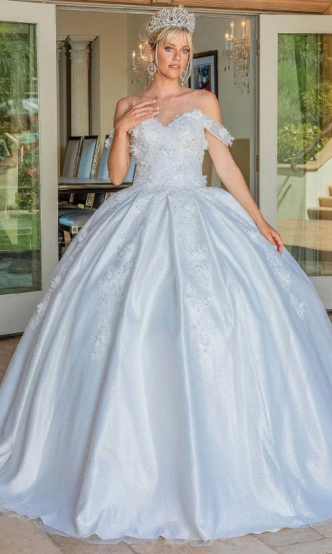 Dancing Queen 0239 - 3D Floral Embellished Off-Shoulder Ballgown