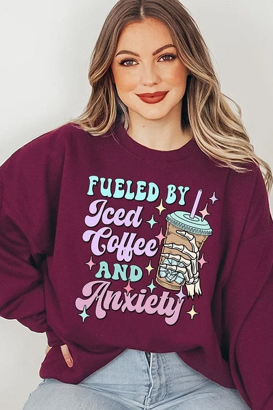 Iced Coffee Skeleton Graphic Fleece Sweatshirts