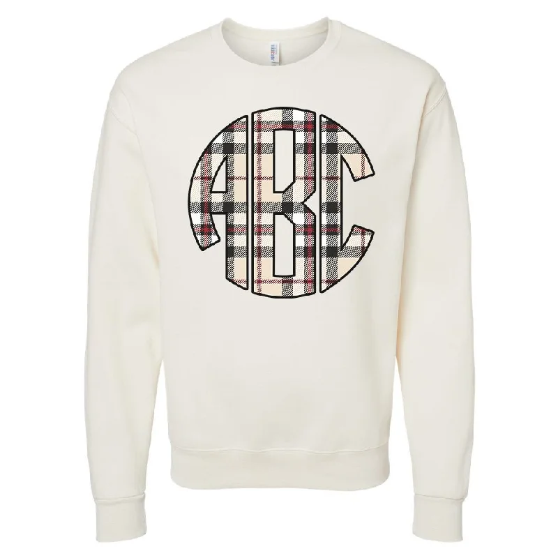 Monogrammed 'Plaid' Big Print Crewneck Sweatshirt