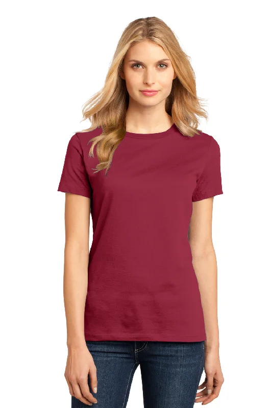 District Womens Perfect Weight Short Sleeve Crewneck T-Shirt - Sangria Red - Closeout