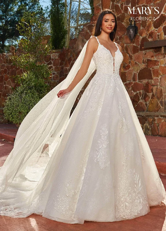 Mary's Bridal MB3145 - Embroidered Plunging V-neck Wedding Dress