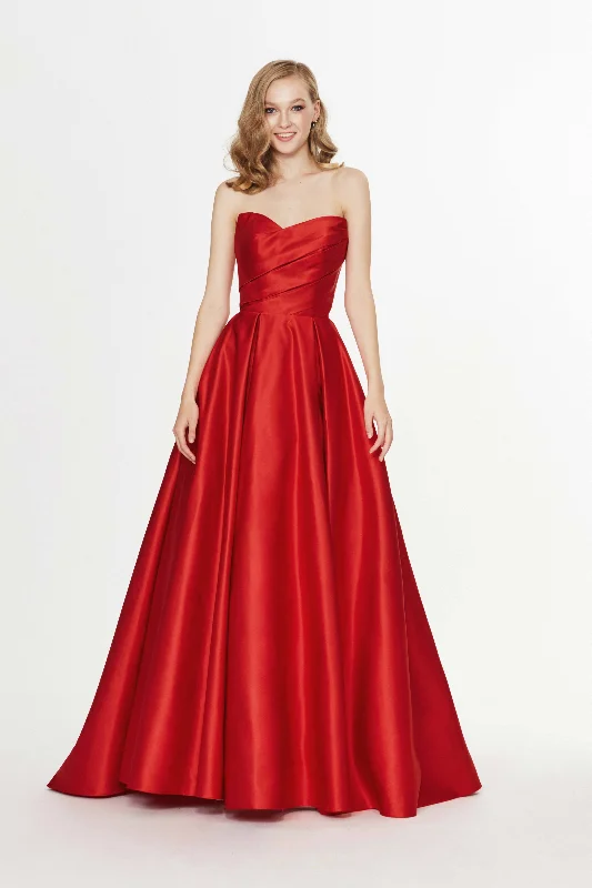 Angela & Alison - 91137 Strapless Asymmetrical Pleated Ballgown