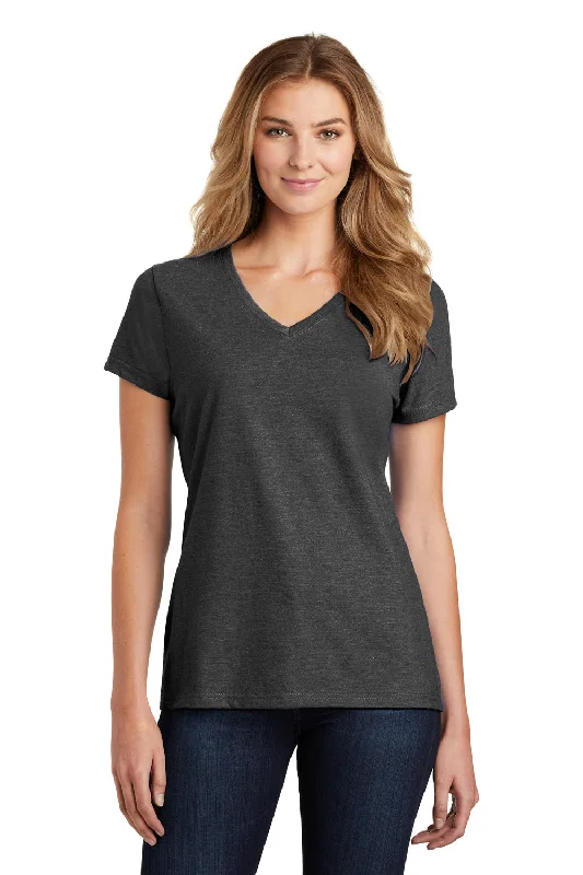 Port & Company Womens Fan Favorite Short Sleeve V-Neck T-Shirt - Heather Black