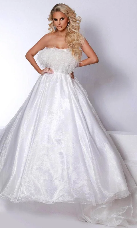 Johnathan Kayne 2739 - Strapless Feather Bodice Ballgown