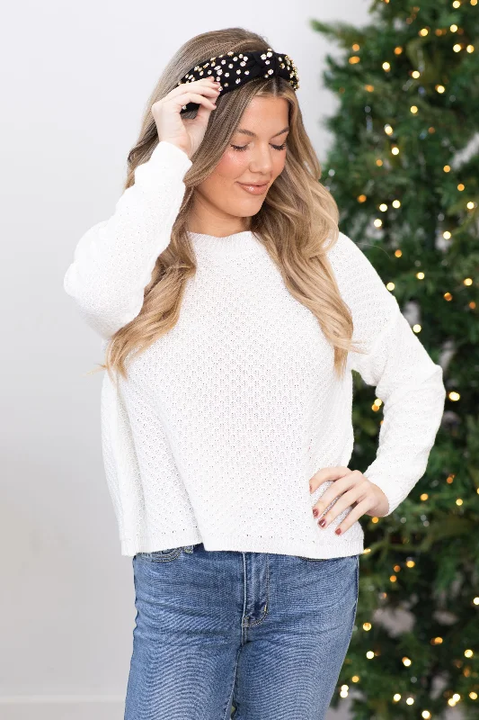 Ivory Textured Raglan Sleeve Sweater