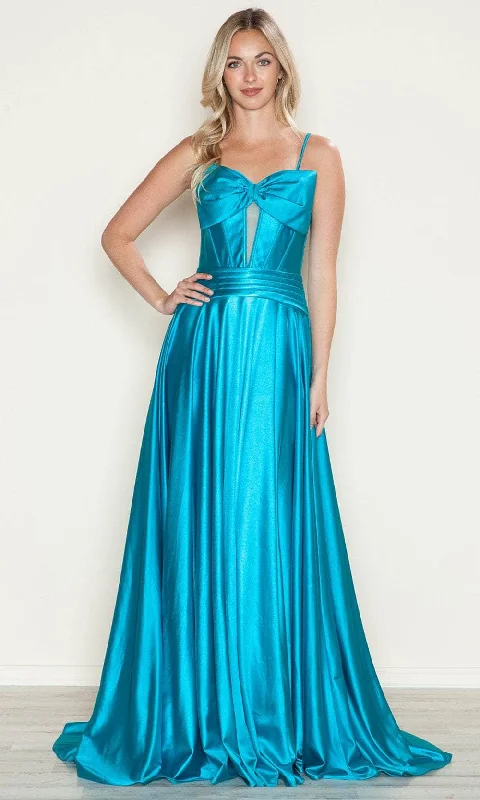 Poly USA 9702 - Sweetheart Pleated Waist Prom Dress