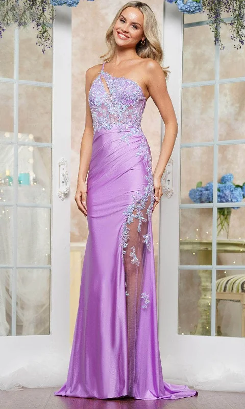 Colors Dress 3513 - Illusion Slit Embroidered Prom Gown