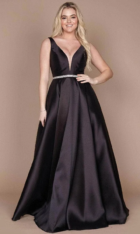 Dylan & Davids DD1830 - Plunging V-Neck Satin Ballgown