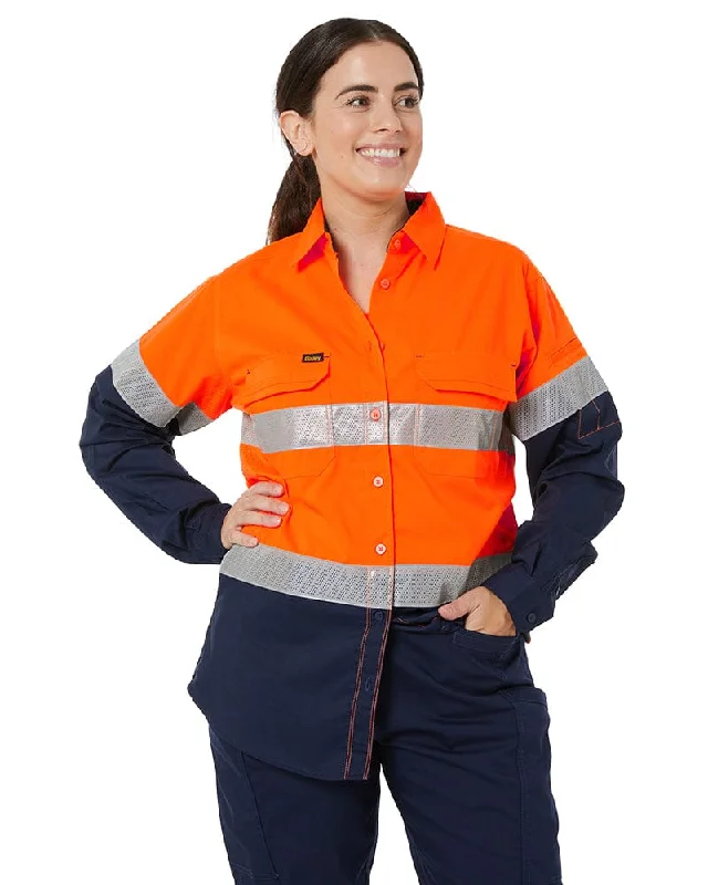 Womens X Airflow Hi Vis Taped Stretch Ripstop Shirt * - Orange/Navy