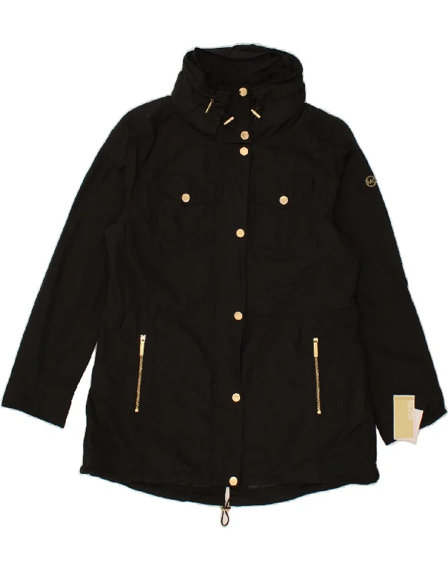 MICHAEL KORS Womens Windbreaker Coat UK 16 Large Black Polyester