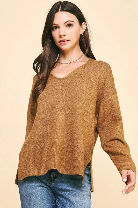 Soft V-Neck Oversized Cozy Sweater