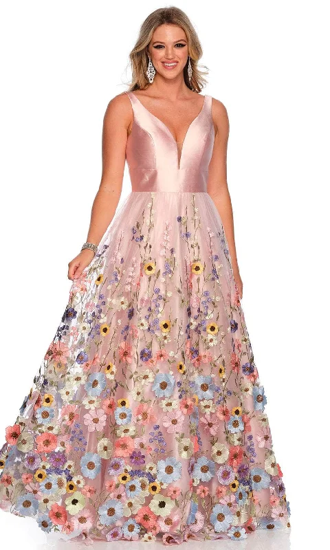 Dave & Johnny 11488 - Sleeveless Floral Embroidered Ballgown