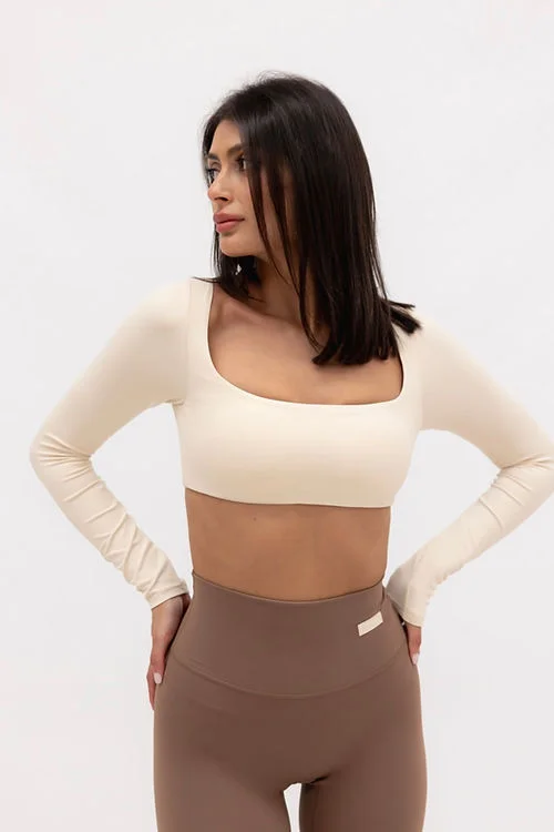 Christina Smooth Long Sleeve Crop - Cream