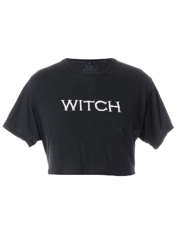 Label Embroidered Witch Crop Top