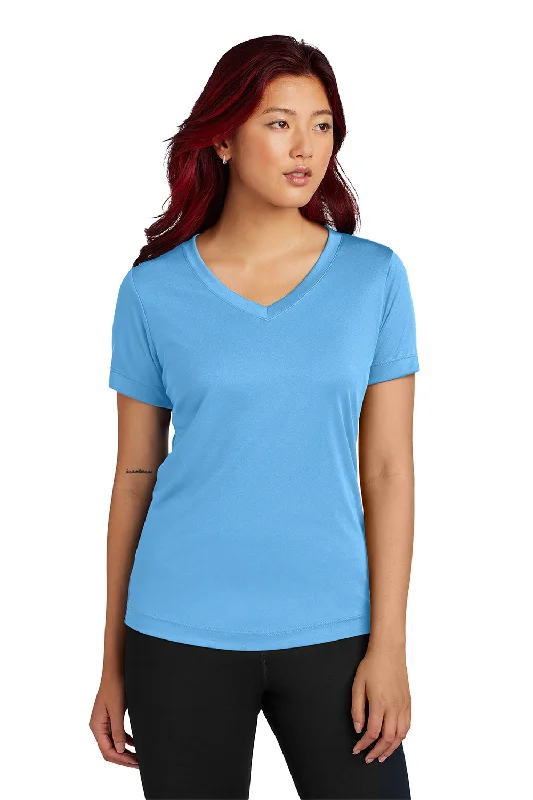 Sport-Tek Womens Competitor Moisture Wicking Short Sleeve V-Neck T-Shirt - Carolina Blue