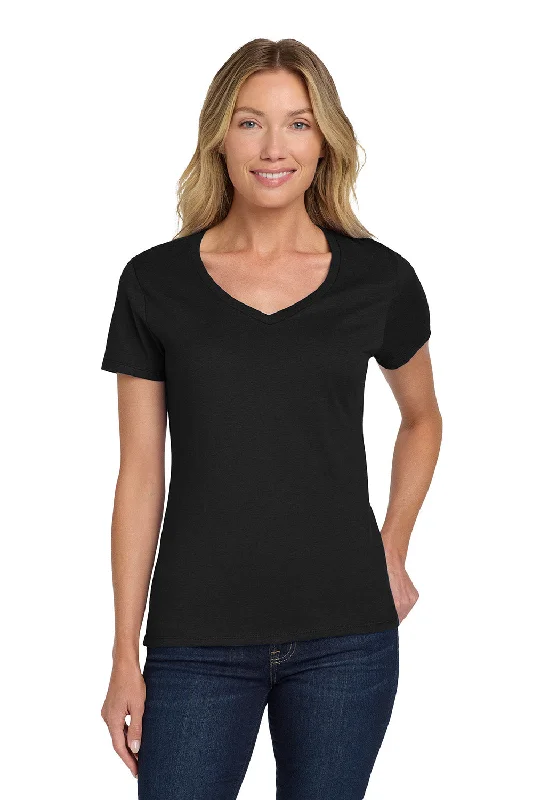 Hanes Womens Nano-T Short Sleeve V-Neck T-Shirt - Black